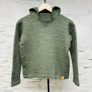 PAKA Green Alpaca Hoodie Sweater Casual Everyday Knit Pullover Handmade Small